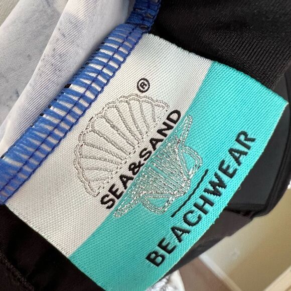 Sea & Sand Blue Paint Asymmetrical Wrap Swimdress - Picture 8 of 14